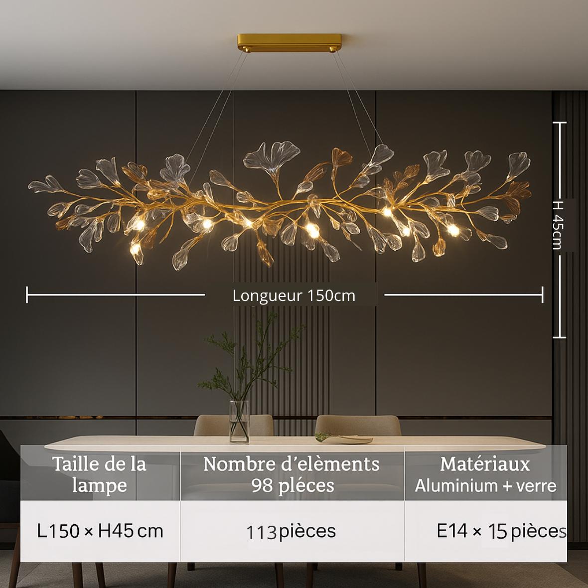 Lustre Feuilles de Verre Émaillées – Style Nordique