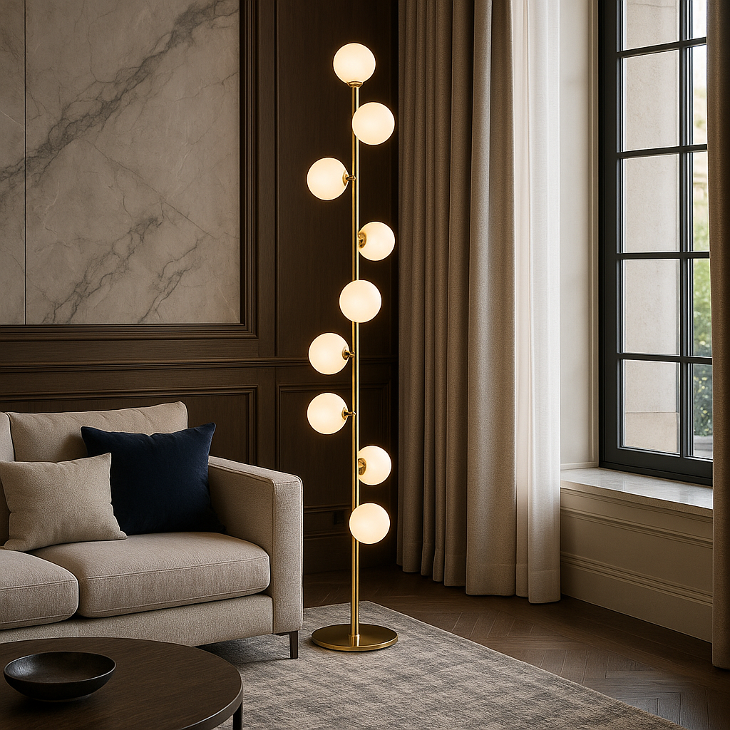 Lampadaire LumiSphère – LED Boules de Verre