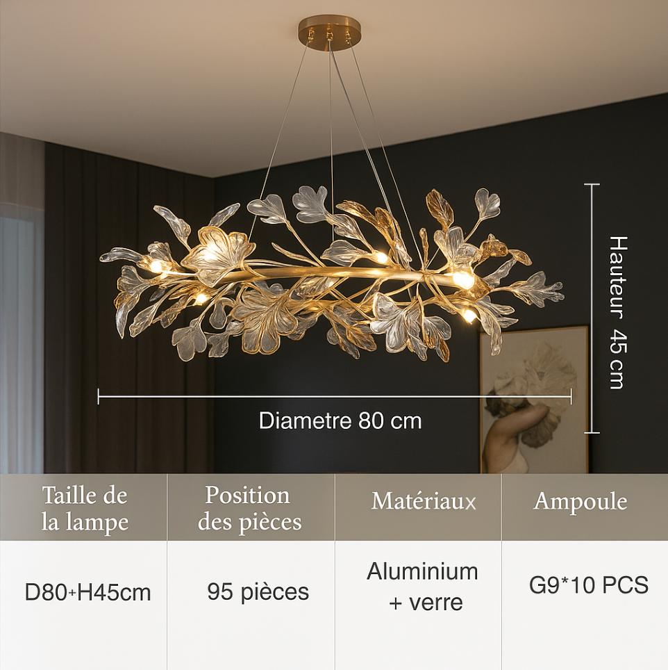 Lustre Feuilles de Verre Émaillées – Style Nordique