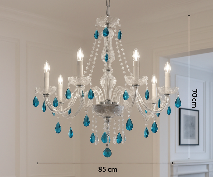 Lustre Cristal Bleu Cobalt – Édition Luxe