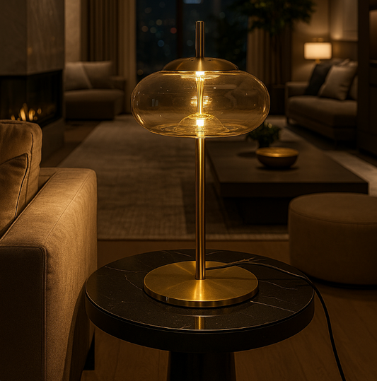 Lampadaire Verre Minimal – Design Intérieur Moderne