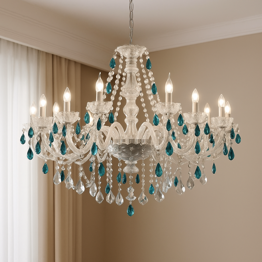 Lustre Cristal Bleu Cobalt – Édition Luxe