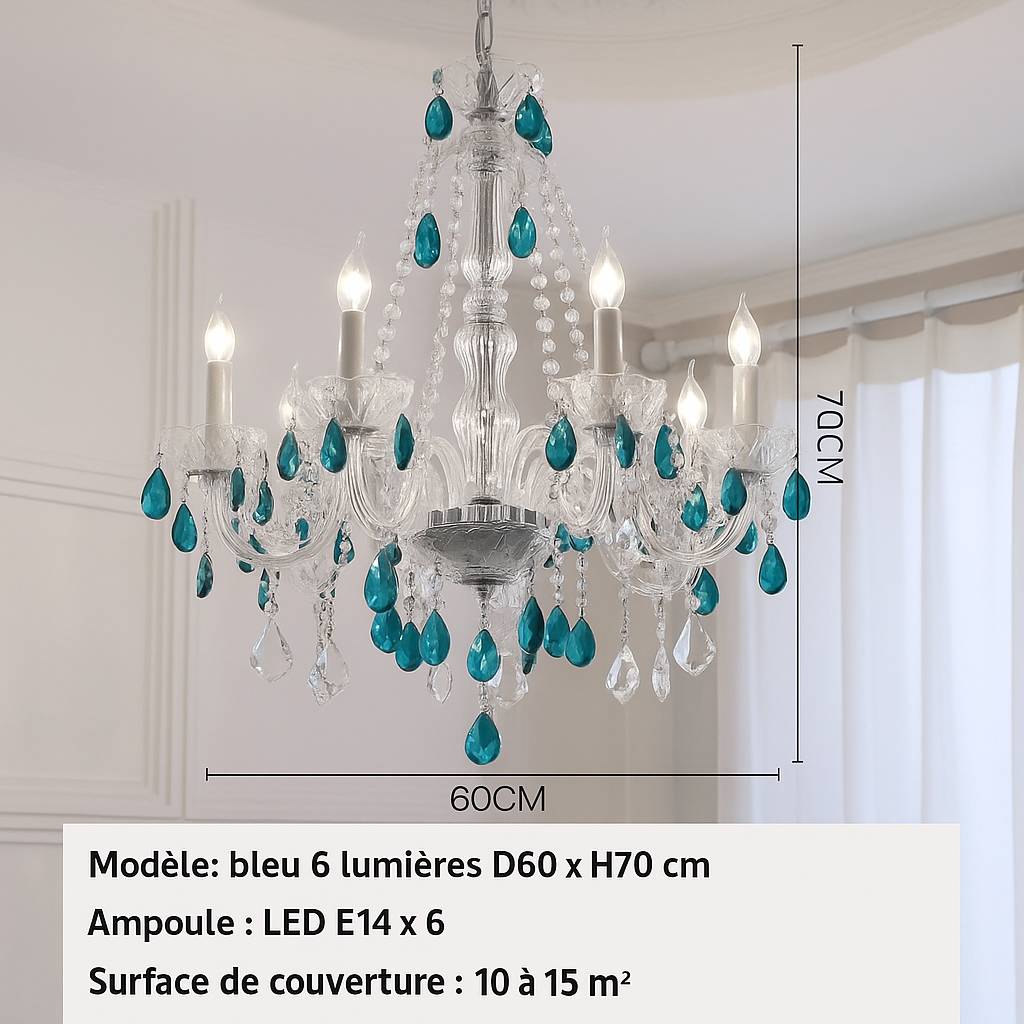 Lustre Cristal Bleu Cobalt – Édition Luxe