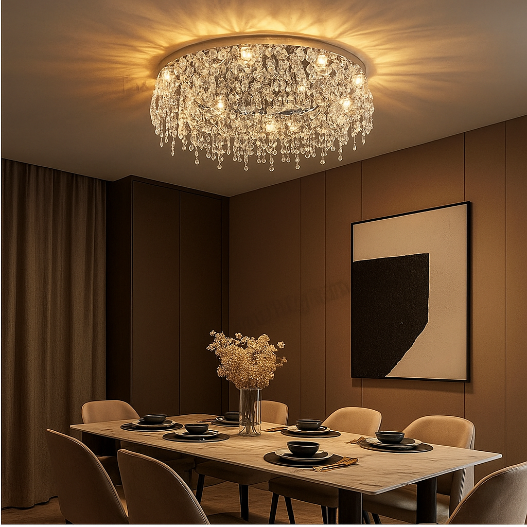 Plafonnier Sculptural Cristal – Métal Design