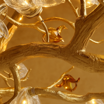 Lustre Branche Cuivre – Style Chinois Rétro