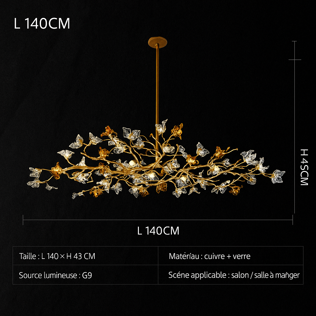 Lustre Branche Cuivre – Style Chinois Rétro