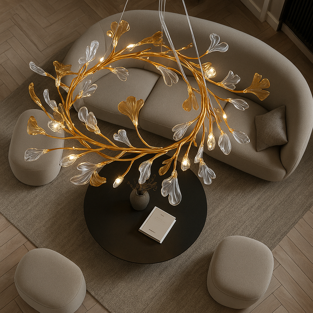 Lustre Feuilles de Verre Émaillées – Style Nordique