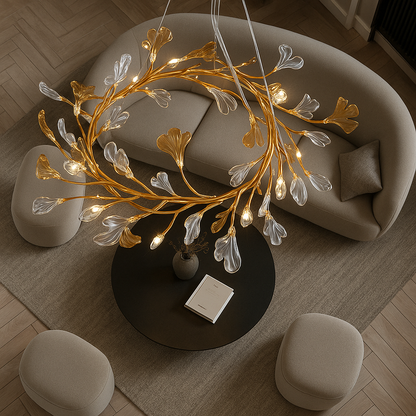 Lustre Feuilles de Verre Émaillées – Style Nordique