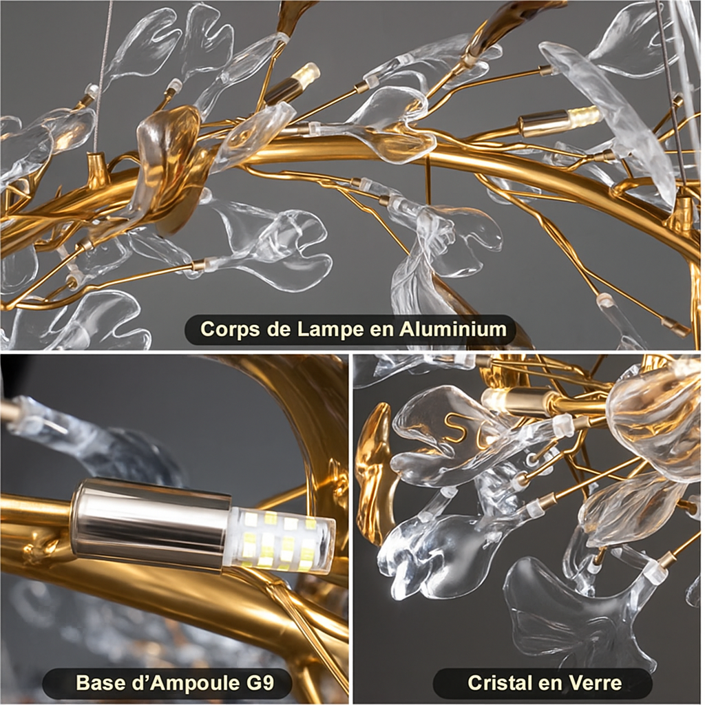 Lustre Feuilles de Verre Émaillées – Style Nordique