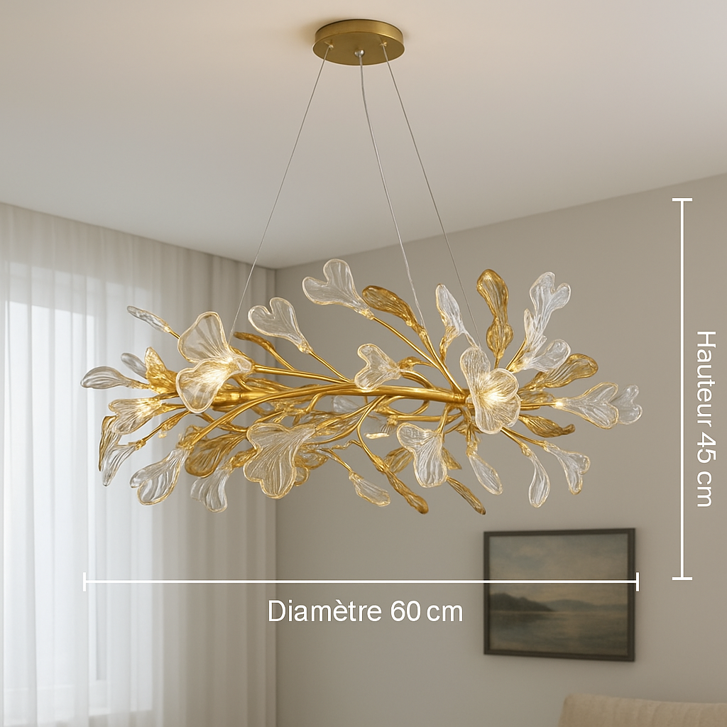 Lustre Feuilles de Verre Émaillées – Style Nordique
