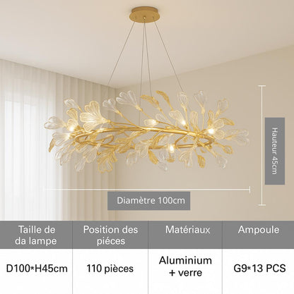 Lustre Feuilles de Verre Émaillées – Style Nordique