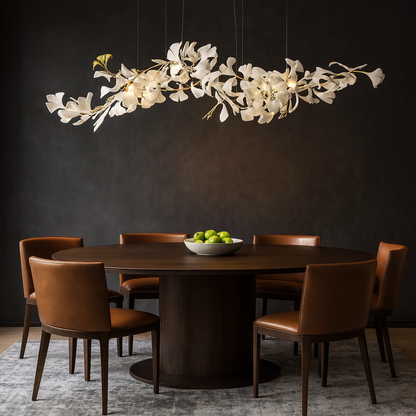 Suspension Branche Cuivre – Lustre Fleur en Verre