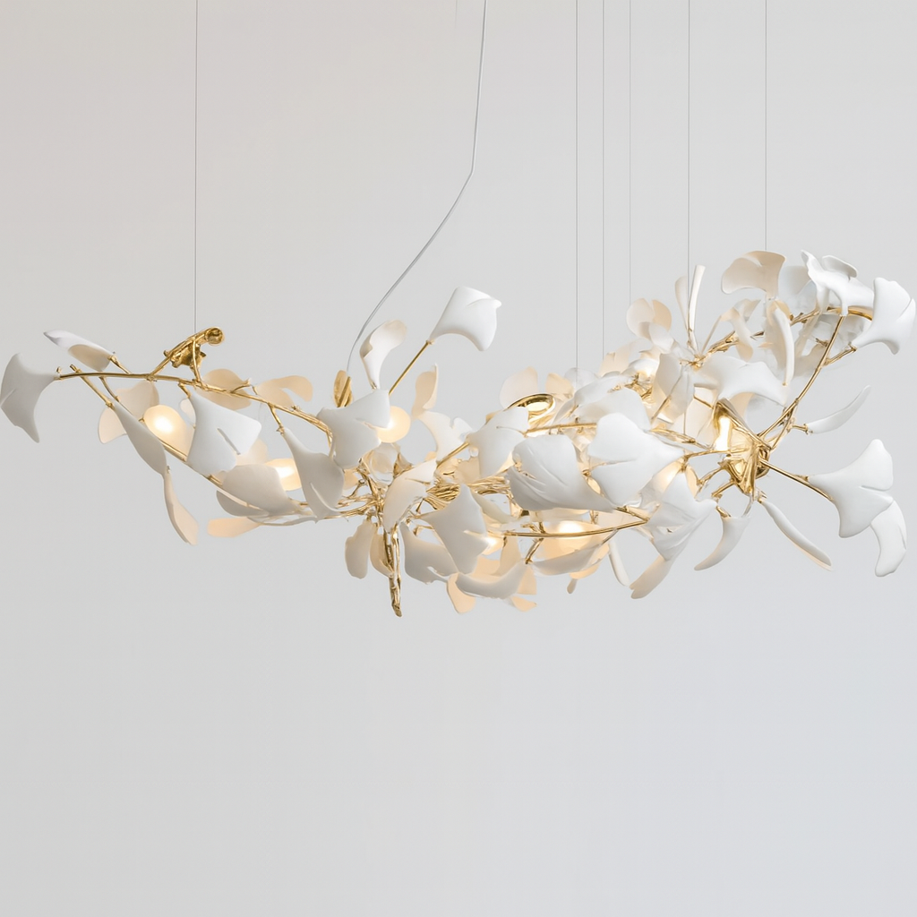Suspension Branche Cuivre – Lustre Fleur en Verre