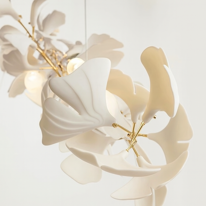 Suspension Branche Cuivre – Lustre Fleur en Verre