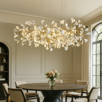 Suspension Branche Cuivre – Lustre Fleur en Verre