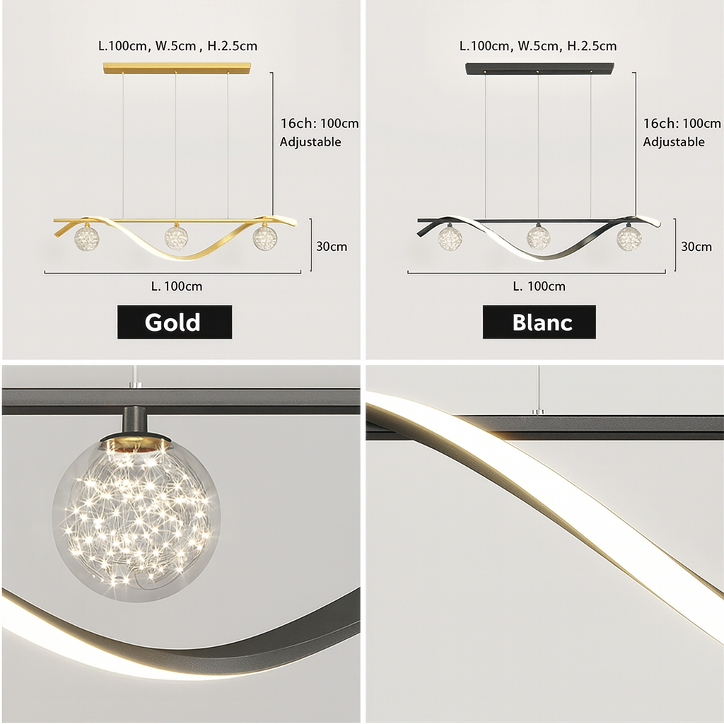 Suspension Boules de Verre LED Étoilées